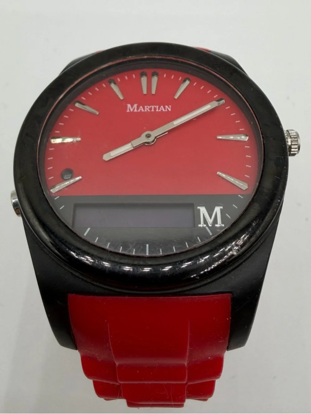 Martian Notifier Hybrid Smartwatch Red Black Analog Digital Parts Repair